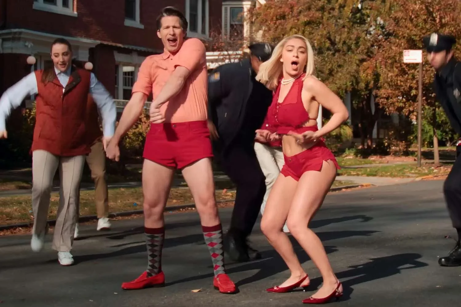 Andy Samberg Nearly Had Wardrobe Mishap in SNL Music Video with Charli XCX